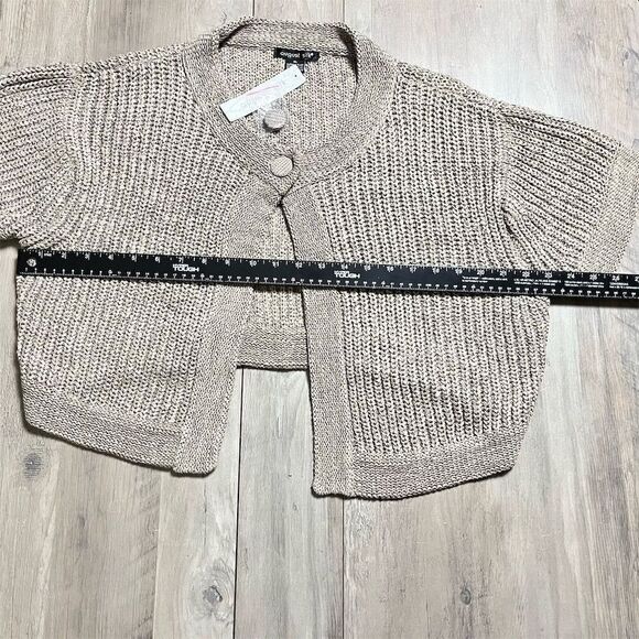 August Silk Women's XL Brown Short Sleeve Knitted Cardigan Sweater - Picture 4 of 9